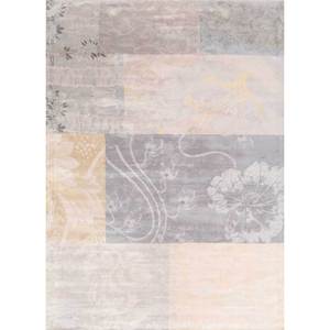 Alfombra Rectangular de Viscosa Tejida a Mano, Color Gris Sile y Negro, Modelo Phpv-156, Estilo Patchwork, para Sala de Estar, Pasillo, Dormitorio, Junto a la Cama - Product Image 1