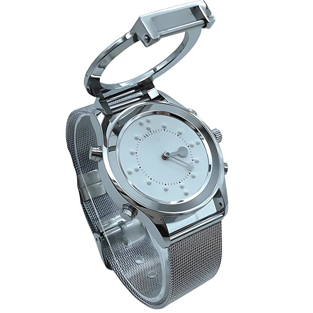 Male Leather Tactile Watch with Voice Electronics Stock Talking Tactile Watch for the Blind