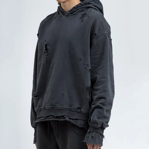 Sudadera con Capucha de Alta Calidad para Hombre, Estilo Urbano, Logotipo Personalizado, Lavado Ácido, Logotipo Bordado Desgastado, para Hombre y Mujer, 100% Algodón, Unisex - Product Image 3