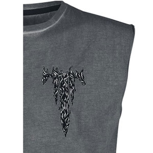 Custom <b>Men</b> <b>Cropped</b> Sleeveless Tank <b>Top</b> 100%Cotton Gym Sports Acid Washed Stringer Tank <b>Top</b> SCREEN Printing Tank <b>Top</b> Manufacturer - Product Image 3