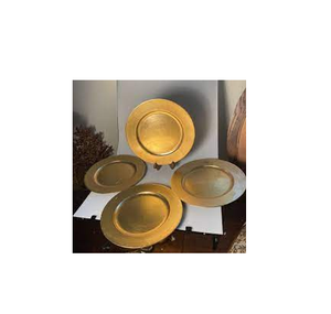 Platos de cargador de latón ecológicos hechos a mano personalizados, vajilla de boda, borde plateado, cobre, arrecife dorado, juego de cena a la venta - Product Image 5