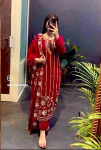 Conjunto de Top y Dupatta de Terciopelo Completamente Cosido por Diseñadores, Nueva Tendencia, Listo para Usar, Reversible, Sin Arrugas, para Todas las Estaciones, Ideal para Fiestas, Estilo Indio - Product Image 4