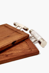 Luxury Wooden Food Serving Tray Set of 2 Different Sizes Bamboo Wood Dessert And <b>Chocolate</b> Serving Trays With Resin Handles - Product Image 2