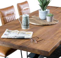 Table de salle à manger pour la maison et le restaurant Design industriel urbain araignée en bois massif recouvert de poudre noire style agressif