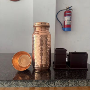 Personalized Eco-Friendly Pure Copper 1000ml Leak-Proof Yoga Jumbo <b>Water</b> <b>Bottle</b> with Lid for Home Kitchen Office Unique Design - Product Image 1