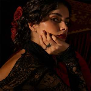 Ensemble de bagues de mariée Jeulia Until Death Black Coffin Cut Bat Wing - Product Image 4