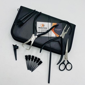 Kit d'outils de retrait de pince d'applicateur de micro anneau en acier inoxydable de qualité chirurgicale en vente en gros Extension de cheveux réutilisable noir mat - Product Image 6