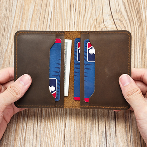 Cartera plegable minimalista de cuero de Caballo Loco Vintage, tarjetero de cuero, Cartera de cuero genuino para hombre - Product Image 4