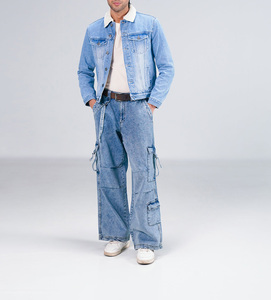 Fabricantes de ropa personalizada Chaqueta de exterior vintage Chaqueta de mezclilla no elástica recortada ajustada para hombre - Product Image 3