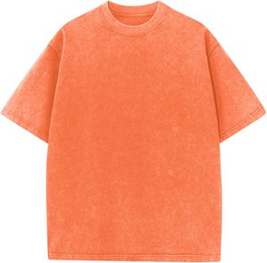 T-shirt décontracté délavé à l'acide avec tissu en coton respirant délavé et doux de style vintage surdimensionné pour la mode de rue - Product Image 2
