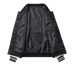 Para chaqueta Varsity de alta calidad para hombre, Mangas de cuero de chenilla bordadas, letras de béisbol personalizadas, cuello levantado, logotipo frontal - Product Image 5