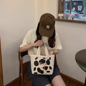 New Title Ins High-Fashion Cow Print Canvas <b>Lunch</b> <b>Bag</b> Japanese-Korean Style Eco-Friendly <b>Tote</b> for Work Cute Crossbody <b>Bag</b> - Product Image 2