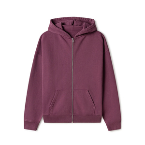 เสื้อฮู้ดมีซิปมีซิปสำหรับผู้ชายผ้าคอตตอนหนาแบบสั่งทำมีซิปรูดแบบเรียบผู้ผลิต - Product Image 5