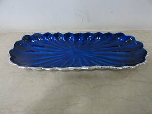 Plat de service en aluminium émaillé de grande taille de couleur bleue de qualité alimentaire |   Plateau en métal durable et écologique, vente en gros - Product Image 2