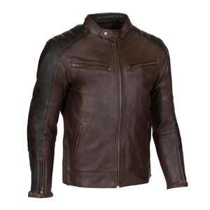 Veste de moto de course d'hiver en cuir marron noir la plus vendue pour homme avec protections en cuir véritable coupe-vent et respirant - Product Image 2