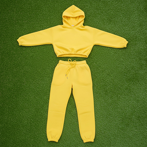 Conjunto Deportivo de Invierno de 2 Piezas para Mujer, Ropa Casual de Algodón con Logotipo Estampado, Sudadera Corta con Capucha y Pantalones Jogger - Product Image 3