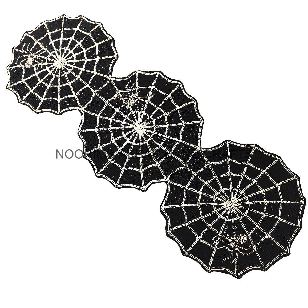 Black Spiderweb Design Table Runner