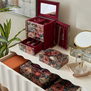 กล่องเครื่องประดับลายดอกไม้เจ้าหญิงสุดหรูพร้อมลิ้นชักของตกแต่งเพิ่มความหรูหราและเสน่ห์ให้กับโต๊ะเครื่องแป้งหรือโต๊ะเครื่องแป้ง - Product Image 3