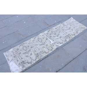 พรมตุรกี, พรมวิ่งขนาด 1.6x6 ฟุต, พรมขนสัตว์สีขาวลายนามธรรมสไตล์วินเทจ - Product Image 3