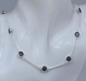Collier chaîne mois de juillet pierre de naissance forme ronde Onyx noir 925 argent sterling pierre précieuse collier de créateur cadeau pour elle - Product Image 2