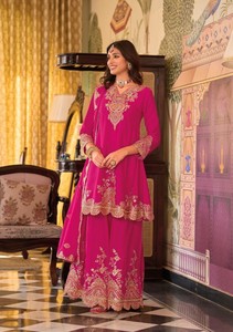 New Heavy Rayon Chinon Embroidery Work Formal Party Women's Quick Dry <b>Kurti</b> - Product Image 4