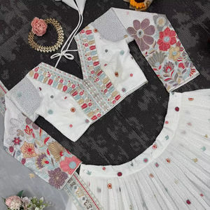 Indian Designer Readymade Lehenga Choli Dupatta Silk Embroidery Sequnce with thread Wedding & Party Bollywood Outfit - Product Image 5