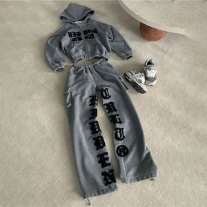 Alta calidad Vintage Heavyweight Zip-Up Hoodie Set con pantalones de chándal Custom Blank hoodies chándal - Product Image 4
