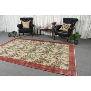 Tapis vintage de grande taille 5,9 x 9,4 pieds, tapis turc en patchwork rouge - Product Image 4