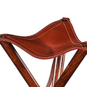 Tabouret trépied classique en bois pour la chasse, le tir, la pêche, avec siège en cuir, chaise de camping pour l'extérieur et l'intérieur - Product Image 5