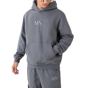 Survêtement cargo à capuche à manches longues en coton French Terry de haute qualité, imprimé en relief, pour homme - Product Image 1