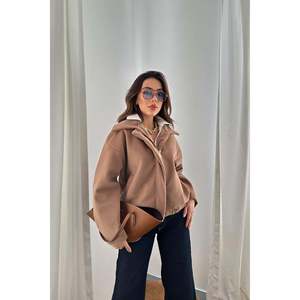 Chaqueta Bomber de Piel Sintética para Mujer, Color Beige, al por Mayor - Product Image 5