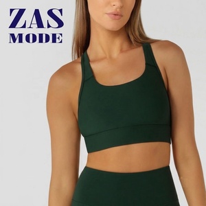 Sujetador deportivo sin aros para mujer con tirantes cruzados, logo personalizado, almohadillas extraíbles, malla transpirable, sin costuras, Spandex/Nylon - Product Image 1