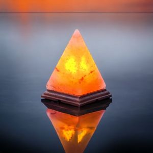 Lampe pyramidale de sel rose de l'Himalaya unique artisanale artisanat naturel de luxe avec motif en bois sculpté animal et fleur - Product Image 4