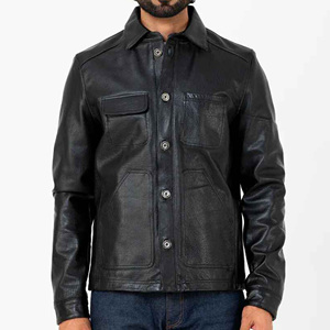 Chaqueta negra de cuero Premium de alta calidad personalizada de piel de vaca original para hombre, chaqueta con cremallera de invierno para hombre nueva y novedosa - Product Image 5