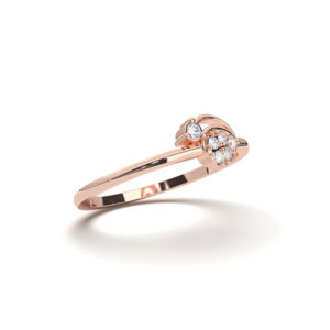 Anillo de lujo floral de plata de corte redondo de moissanita de 0,07 quilates con Juego de puntas de diamante hecho para ella - Product Image 3