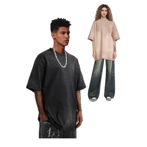 เสื้อยืดผู้ชายผ้าฝ้าย270gsm โอเวอร์ไซส์เสื้อยืดผู้ชายวินเทจแอซิดแบบสั่งทำ - Product Image 6