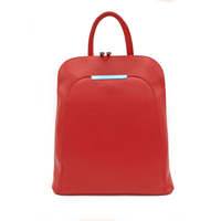 AP IDEA MODA Echtleder Damenrucksack mit Reißverschluss, festem Griff und Polyesterfutter - Modischer Stil, hergestellt in Italien, Verde
