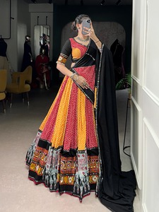 Festival Wear Rayon con estampado Bandhej y Gamthi Work Lehenga Choli Fabricante y proveedor de Surat - Product Image 4