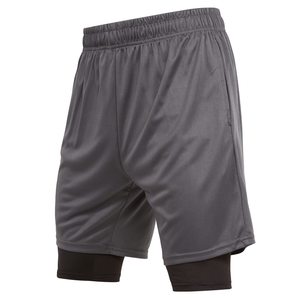 Venta al por mayor 100% de poliéster para hombre 2 en 1 pantalones cortos atléticos para correr 7 pulgadas entrepierna entrenamiento gimnasio pantalones cortos de compresión para hombres envío DDP - Product Image 1