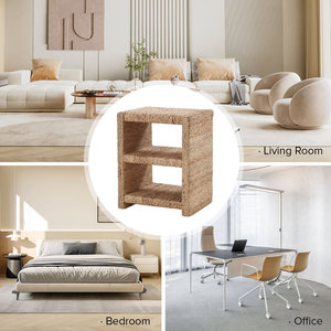 Ensemble de 2 tables de chevet en corde d'herbe avec étagères ouvertes Tables d'appoint élégantes au design élégant - Product Image 5