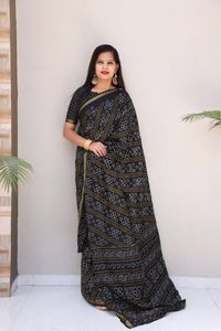 Última colección de Sari de Varanasi con tafetán seda impresión Jacquard tejido borde Palau - Product Image 4