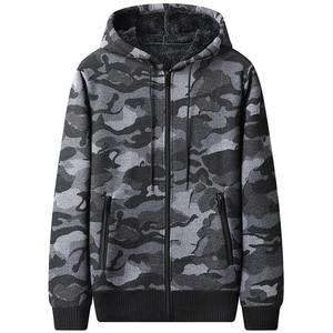 Sweat à capuche zippé pour homme 2024, camouflage, lourd, hiver, doublé en polaire, veste chaude, streetwear décontracté, sweat à capuche pour homme - Product Image 2