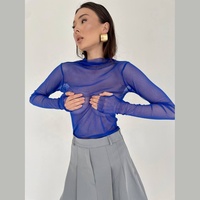 Neues, individuell gestaltbares, koreanisches, gewaschenes, Anti-Pilling-Kammgarn-Oberteil mit Leopardenmuster, transparentes Netzstoff-Langarmshirt, weich und dehnbar