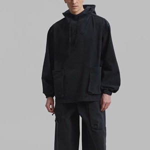 Sudadera con capucha extragrande de mezcla de algodón para hombre, con estampado digital, de mezclilla lavada, para invierno, al por mayor - Product Image 3