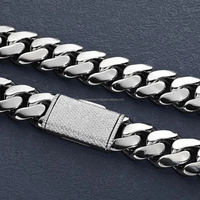 Bijoux Hip Hop personnalisés faits à la main en argent 925 12MM 24 pouces fermoir en diamant chaîne à maillons cubains Miami