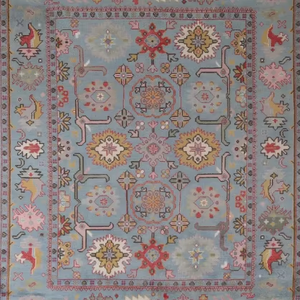 Alfombra turca Oushak hecha a mano con hermosos tintes vegetales, de lana anudada a mano, para dormitorio, sala de estar, hotel, tamaño personalizable disponible. - Product Image 1