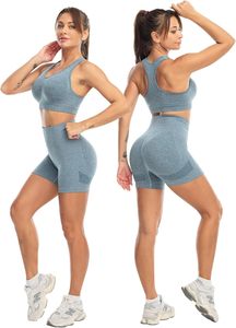 Conjuntos de Yoga de alta calidad hechos a medida entrenamiento mujer sin costuras 3 piezas conjunto de Yoga personalizado conjunto de Yoga - Product Image 6