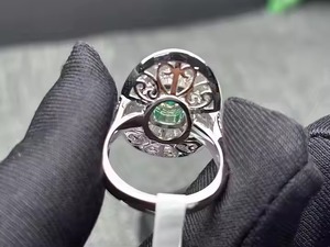 Anillo de bodas de plata de ley 925 para mujer con moissanita original de 4 quilates, cojín alargado azul océano, forma de diamante cortado - Product Image 6