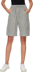 <b>Women's</b> Vintage Style 100% Cotton Mid Waist Beach <b>Shorts</b> With Pockets Decoration Buttons Quick Dry Swim <b>Shorts</b> For Ladies - Product Image 6
