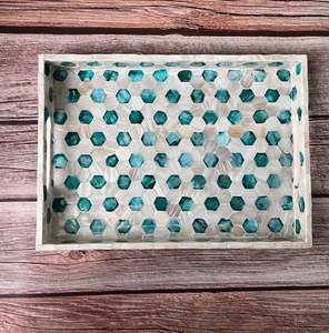 Plateau de service en rotin nacré, plateau coulissant en rotin mosaïque au Vietnam - Product Image 4